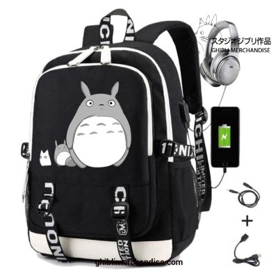 2022 My Neighbor Totoro Usb Charging Laptop Casual Travel Backpack Black 05