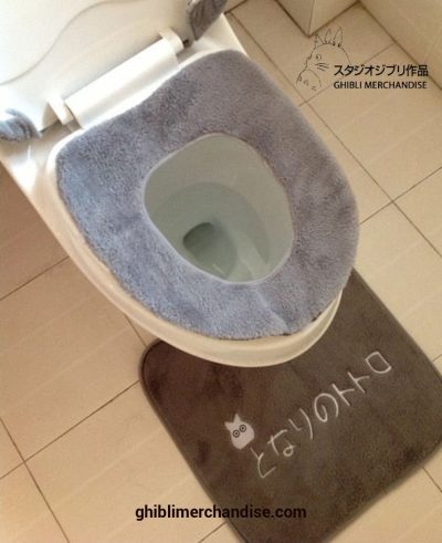 3Pcs Totoro Bathroom Set Toilet Cover Winter Warm Soft Plush Seat And Mat