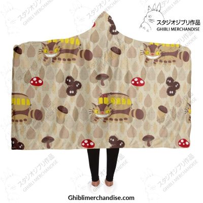 Cat Bus Susuwatari Hooded Blanket Adult / Premium Sherpa - Aop