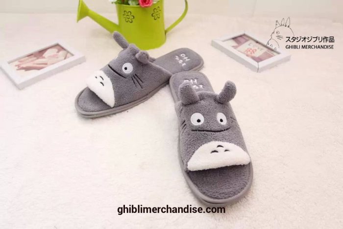 Cute Totoro Plush Winter Warm Slippers Boys L(41-43 Yards) / Gray B