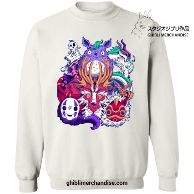 Creepy Style Ghibli Characters Sweatshirt White / S