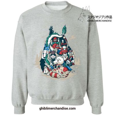 Ghibli World In Totoro Shape Sweatshirt Gray / S