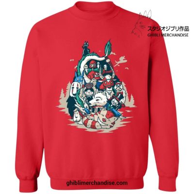 Ghibli World In Totoro Shape Sweatshirt Red / S