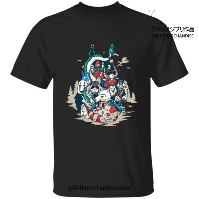 Ghibli World In Totoro Shape T-Shirt Black / S