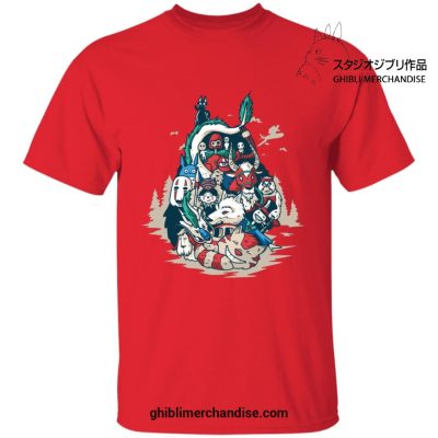 Ghibli World In Totoro Shape T-Shirt Red / S