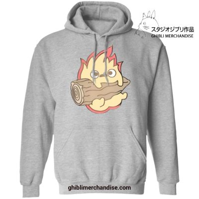 Howls Moving Castle Calcifer Chibi Hoodie Gray / S