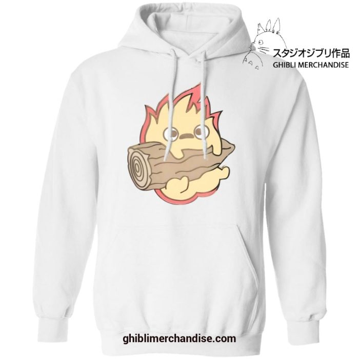 Howls Moving Castle Calcifer Chibi Hoodie White / S
