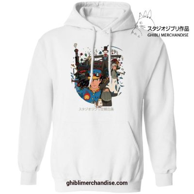 Howls Moving Castle Characters Hoodie White / S