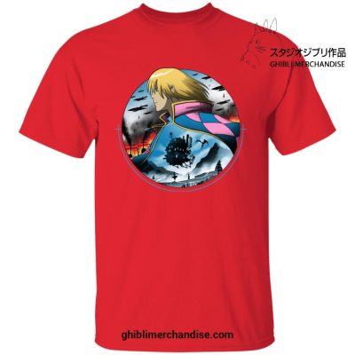 Howls Moving Castle In Circle T-Shirt Red / S