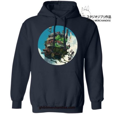 Howls Moving Castle In The Sky Hoodie Navy Blue / S