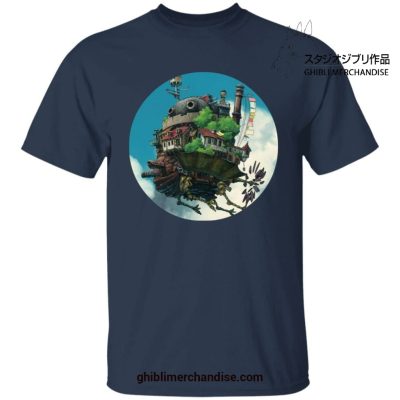 Howls Moving Castle In The Sky T-Shirt Navy Blue / S
