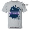 Howls Moving Castle Night Scene T-Shirt Gray / S