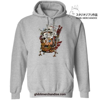 Howls Moving Castle Smoking Hoodie Gray / S