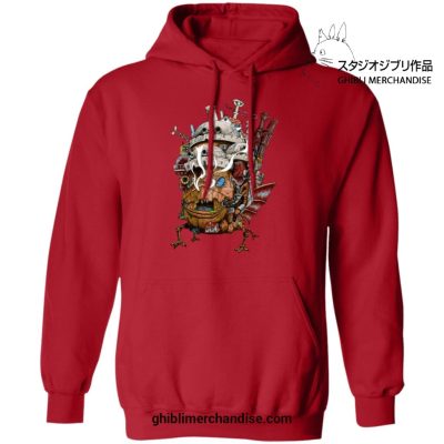 Howls Moving Castle Smoking Hoodie Red / S