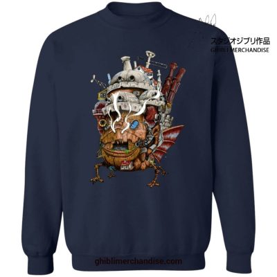 Howls Moving Castle Smoking Sweatshirt Navy Blue / S