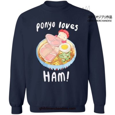 Ponyo Loves Ham Sweatshirt Navy Blue / S