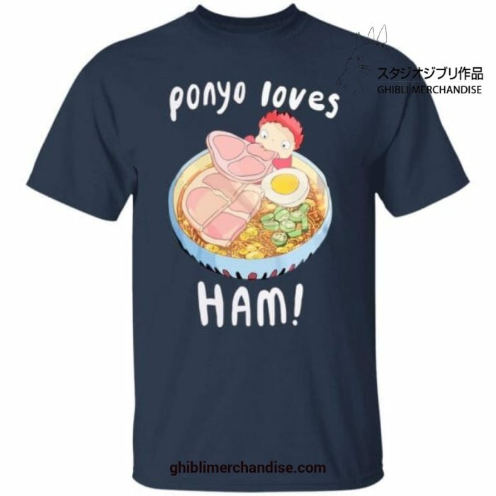Ponyo Loves Ham T-Shirt Navy Blue / S