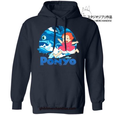 Ponyo On The Waves Hoodie Navy Blue / S