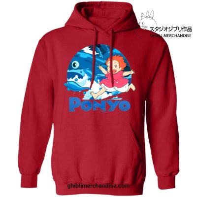 Ponyo On The Waves Hoodie Red / S