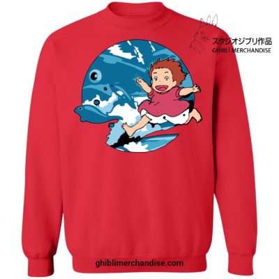 Ponyo On The Waves Sweatshirt Red / S