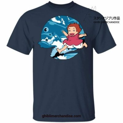 Ponyo On The Waves T-Shirt Navy Blue / S