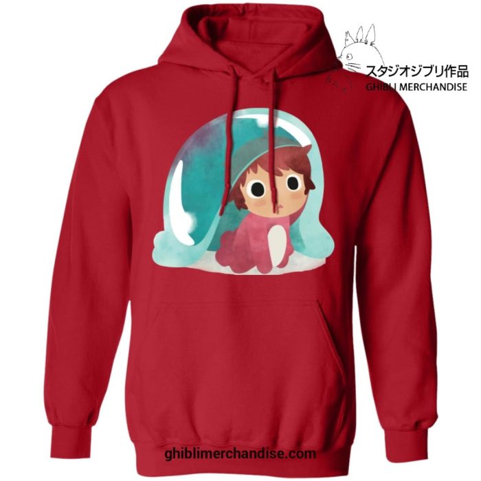 Ponyo Water Color Art Style Hoodie Red / S