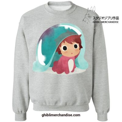 Ponyo Water Color Art Style Sweatshirt Gray / S
