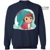 Ponyo Water Color Art Style Sweatshirt Navy Blue / S