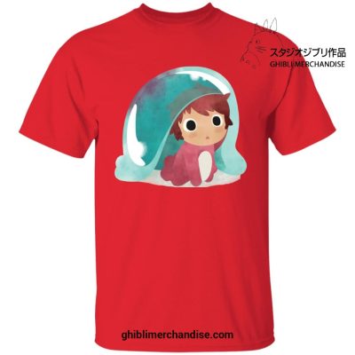 Ponyo Water Color Art Style T-Shirt Red / S