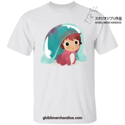 Ponyo Water Color Art Style T-Shirt White / S