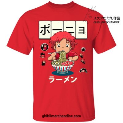 Ponyo With First Ramen T-Shirt Red / S