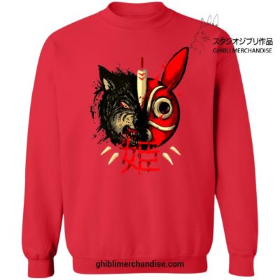 Princess Mononoke Half Wolf & Mask Sweatshirt Red / S