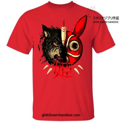 Princess Mononoke Half Wolf & Mask T-Shirt Red / S