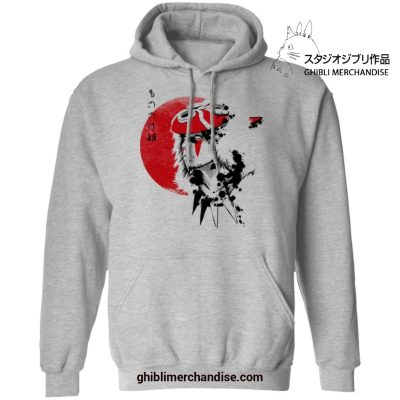 Princess Mononoke In Red Moon Hoodie Gray / S