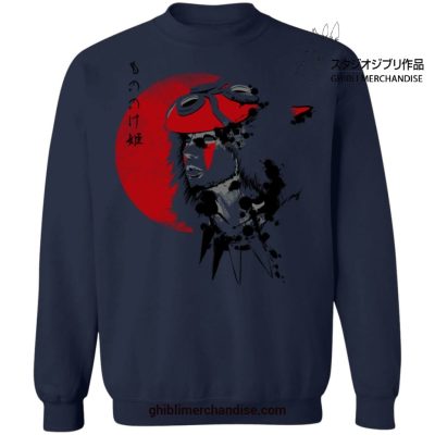 Princess Mononoke In Red Moon Sweatshirt Navy Blue / S