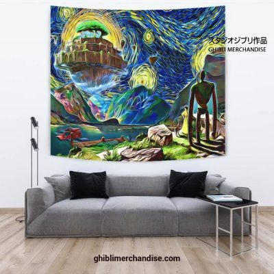 Starry Night Castle In The Sky Wall Tapestry