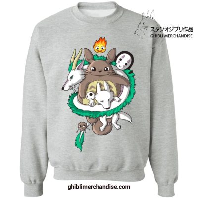 Studio Ghibli Movies Cute Sweatshirt Gray / S