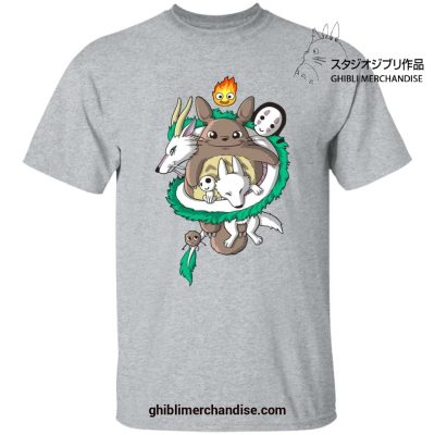 Studio Ghibli Movies Cute T-Shirt Gray / S