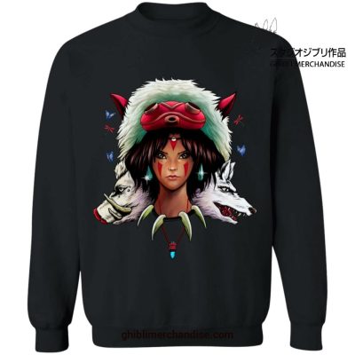 The Wolf Princess Mononoke Sweatshirt Black / S