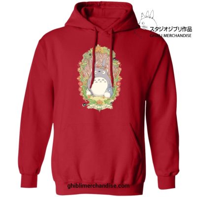 Totoro Family In Forest Hoodie Red / S