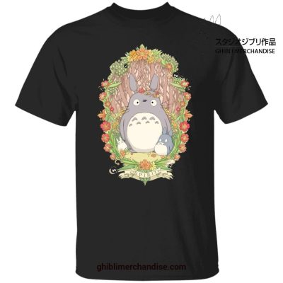 Totoro Family In Forest T-Shirt Black / S