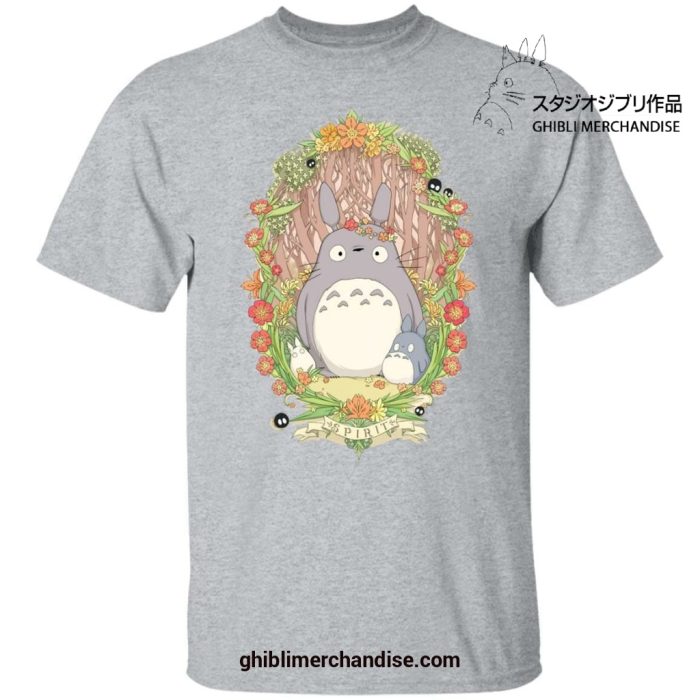 Totoro Family In Forest T-Shirt Gray / S