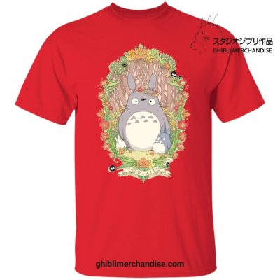 Totoro Family In Forest T-Shirt Red / S