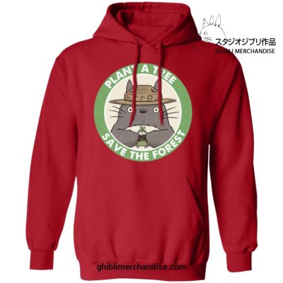 Totoro Plant A Tree - Save The Forest Hoodie Red / S