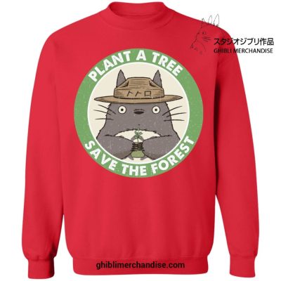 Totoro Plant A Tree - Save The Forest Sweatshirt Red / S