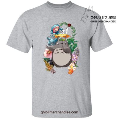 Totoro Umbrella With Friends T-Shirt Gray / S