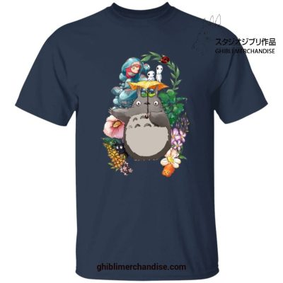 Totoro Umbrella With Friends T-Shirt Navy Blue / S