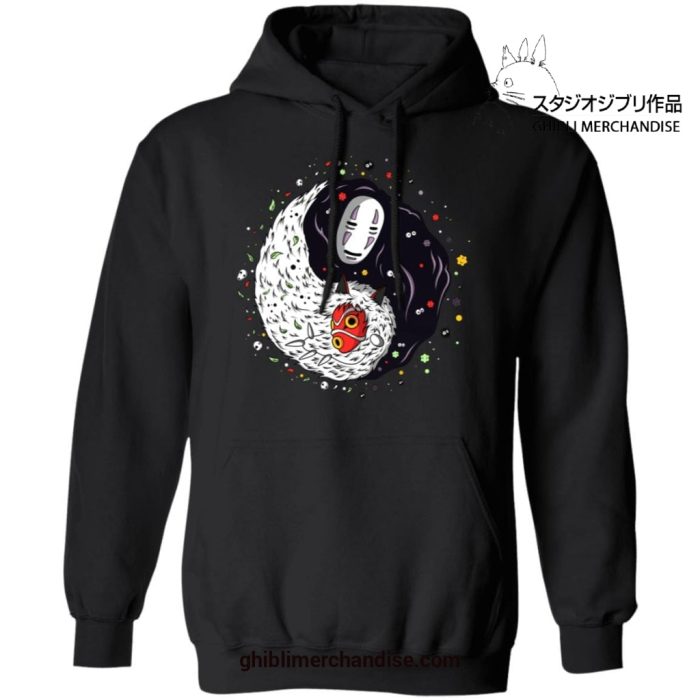 Ying Yang Princess Mononoke And No Face Hoodie Black / S