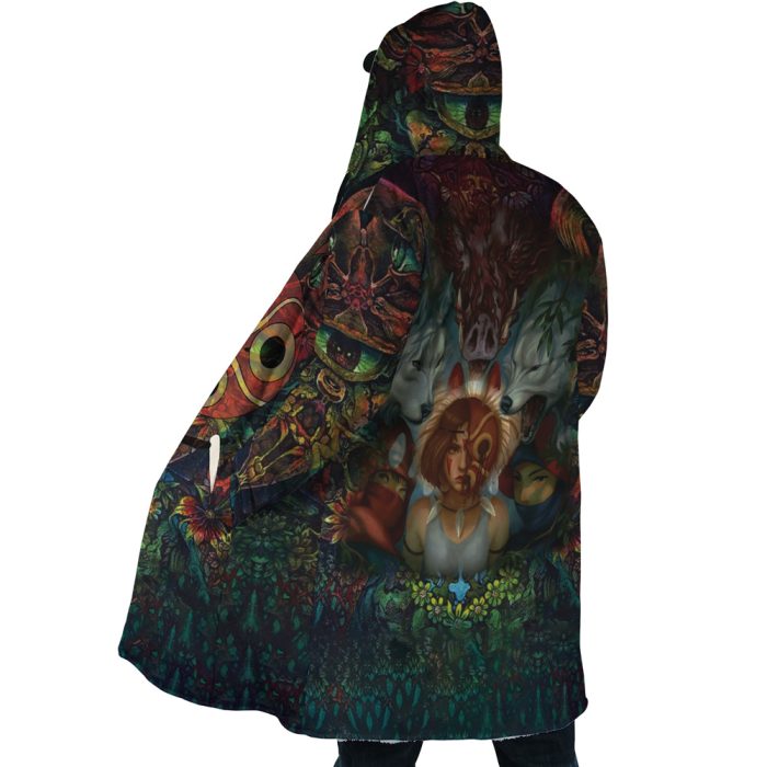 Princess Mononoke SG AOP Hooded Cloak Coat SIDE Mockup 1 - Studio Ghibli Store