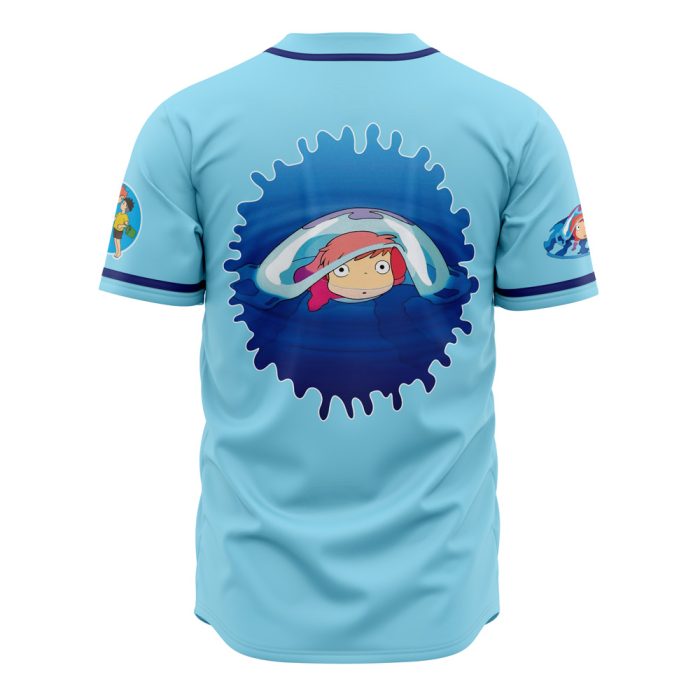 Sea Creatures Ponyo SG AOP Baseball Jersey BACK Mockup 1 - Studio Ghibli Store